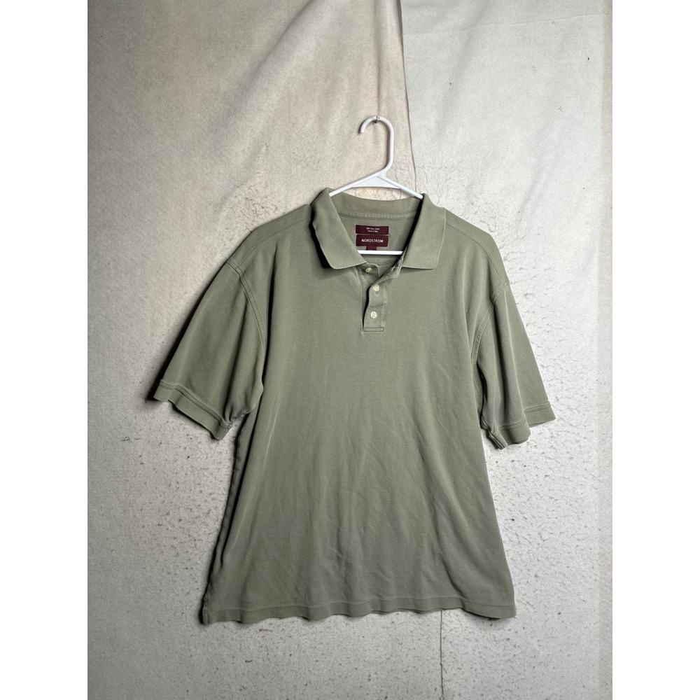 Nordstrom Mens XL Pima Cotton Polo Shirt Sage Green Short Sleeve Pique 9072